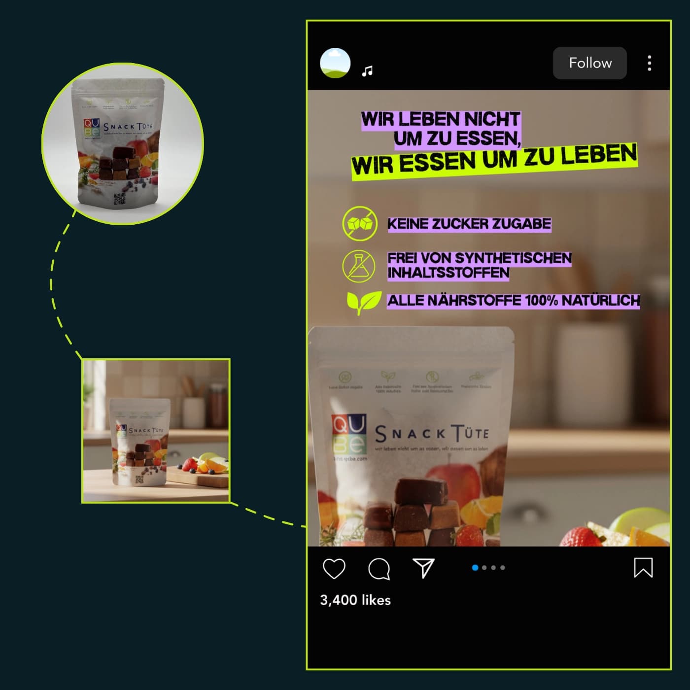 Social Media Post mit professionellen Produktbildern